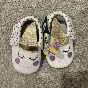 Gold and White Unicorn baby Shoes